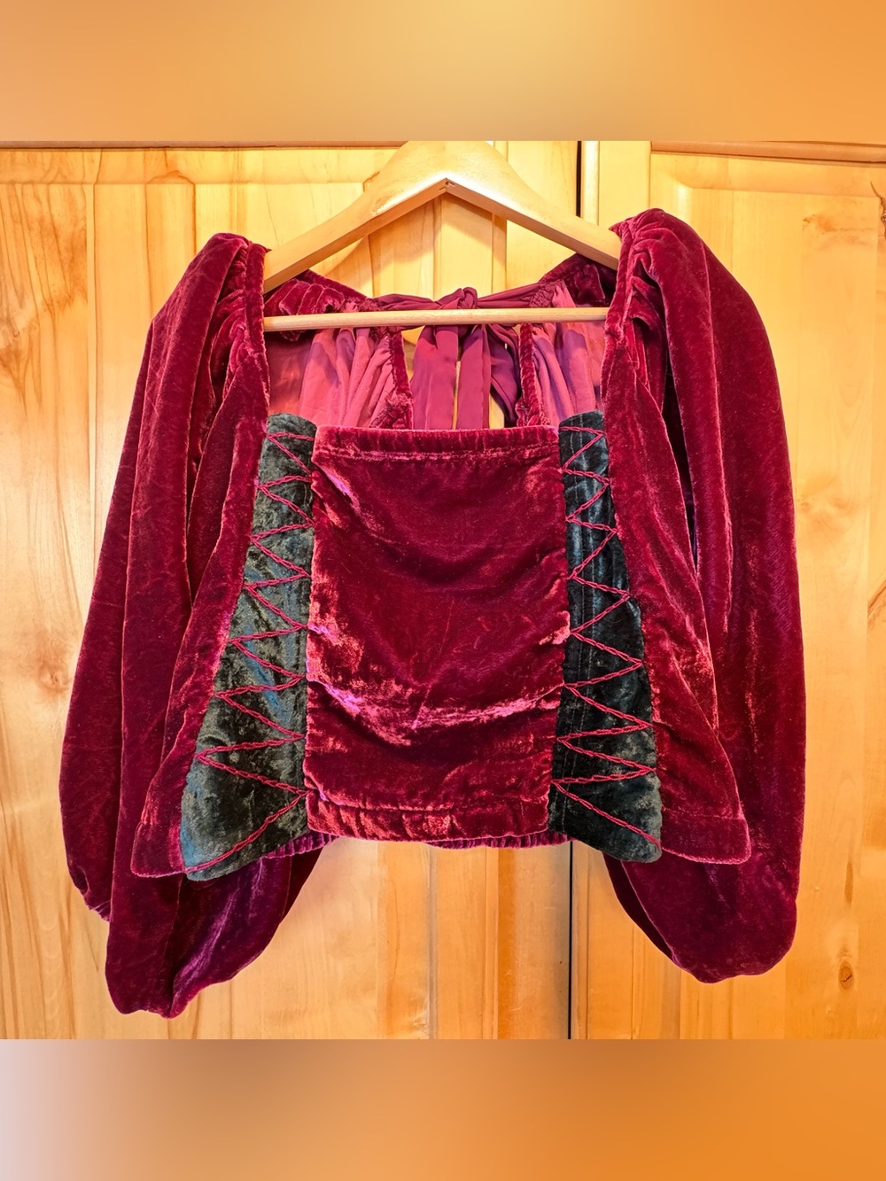 Free People Embellished velvet open back top
